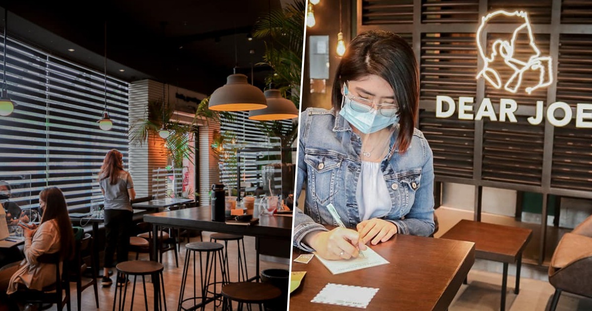 Guests writing letters at Dear Joe